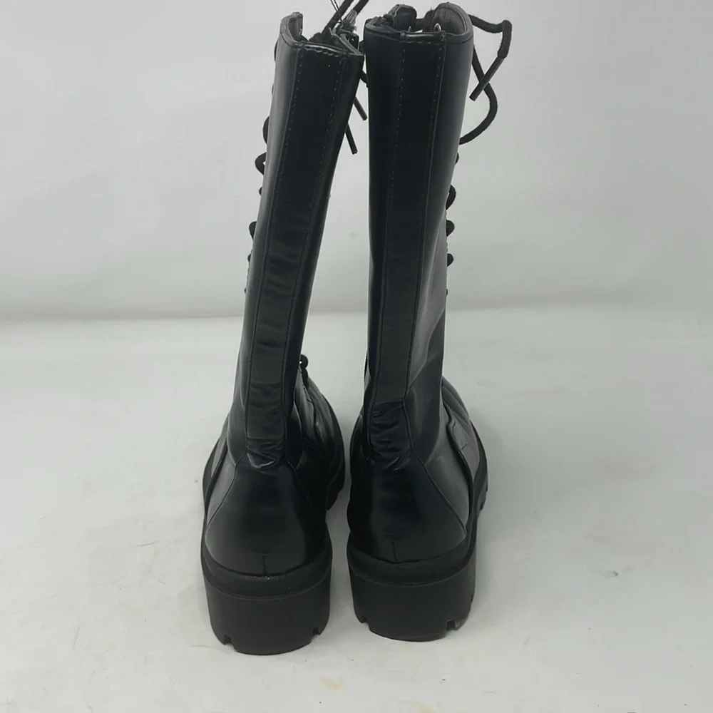 Steve Madden Girl’s Black Moto Lace-Up Boots Size 1 Excellent Condition
